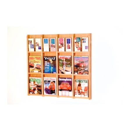Wooden Mallet 12 Magazine/24 Brochure Oak & Acrylic Wall Display - Light Oak LM-16LO